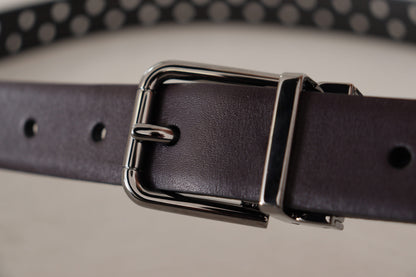 Ceinture Dolce & Gabbana en cuir perforé violet foncé avec boucle en métal