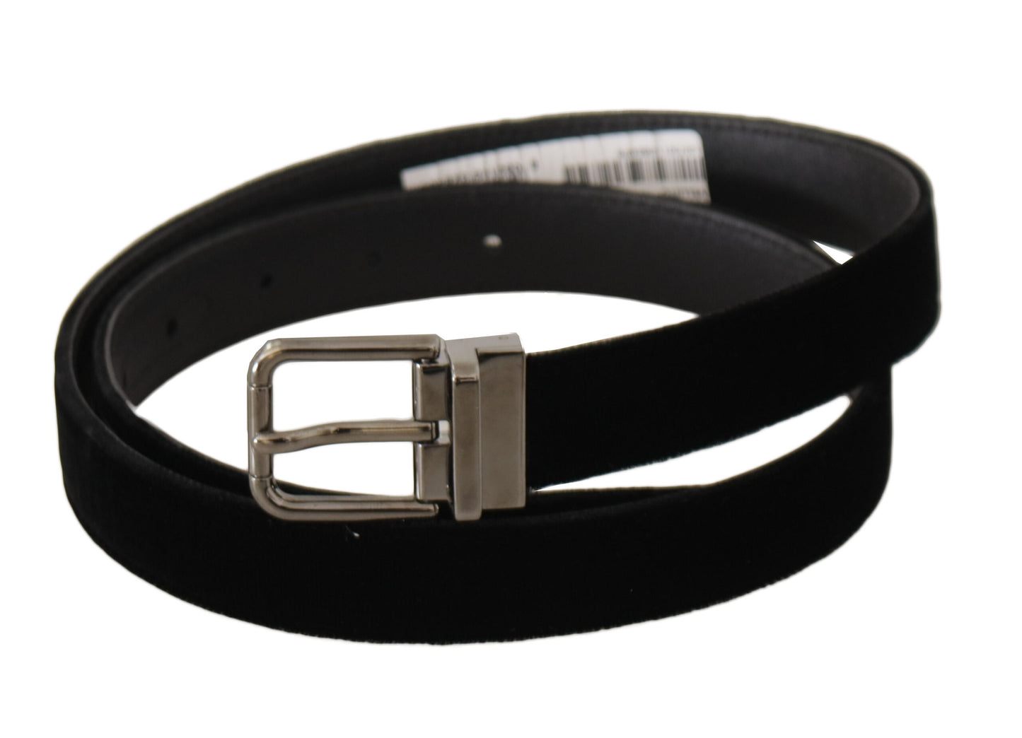 Ceinture Dolce & Gabbana en velours noir classique avec boucle en métal gravé du logo