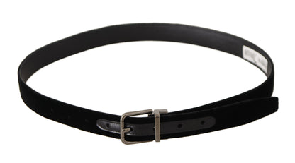 Ceinture Dolce & Gabbana en velours noir classique avec boucle en métal gravé du logo