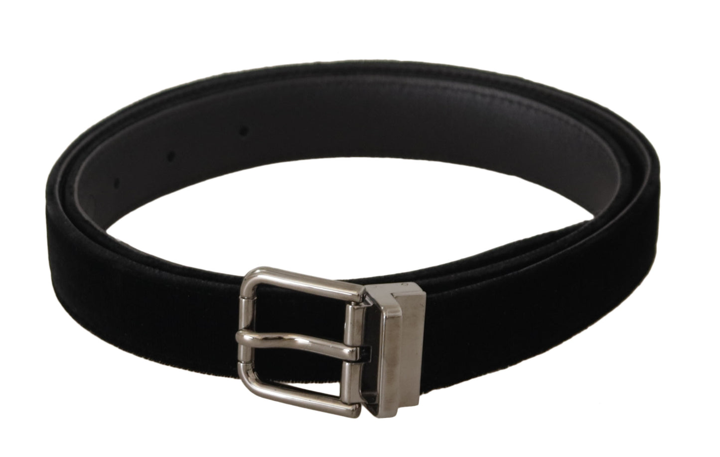 Ceinture Dolce & Gabbana en velours noir classique avec boucle en métal gravé du logo