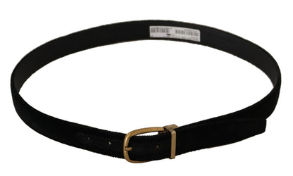 Ceinture Dolce & Gabbana en velours noir, cuir et boucle en métal doré