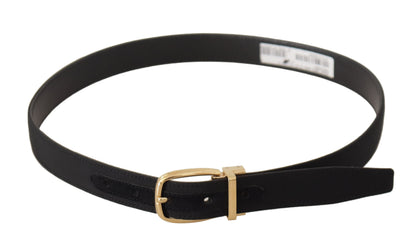 Ceinture Dolce & Gabbana en Toile Noire et Cuir avec Boucle en Métal Doré
