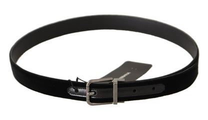 Ceinture Dolce & Gabbana en Coton Noir avec Boucle en Métal Argenté