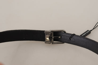 Ceinture Dolce & Gabbana en Coton Noir avec Boucle en Métal Argenté