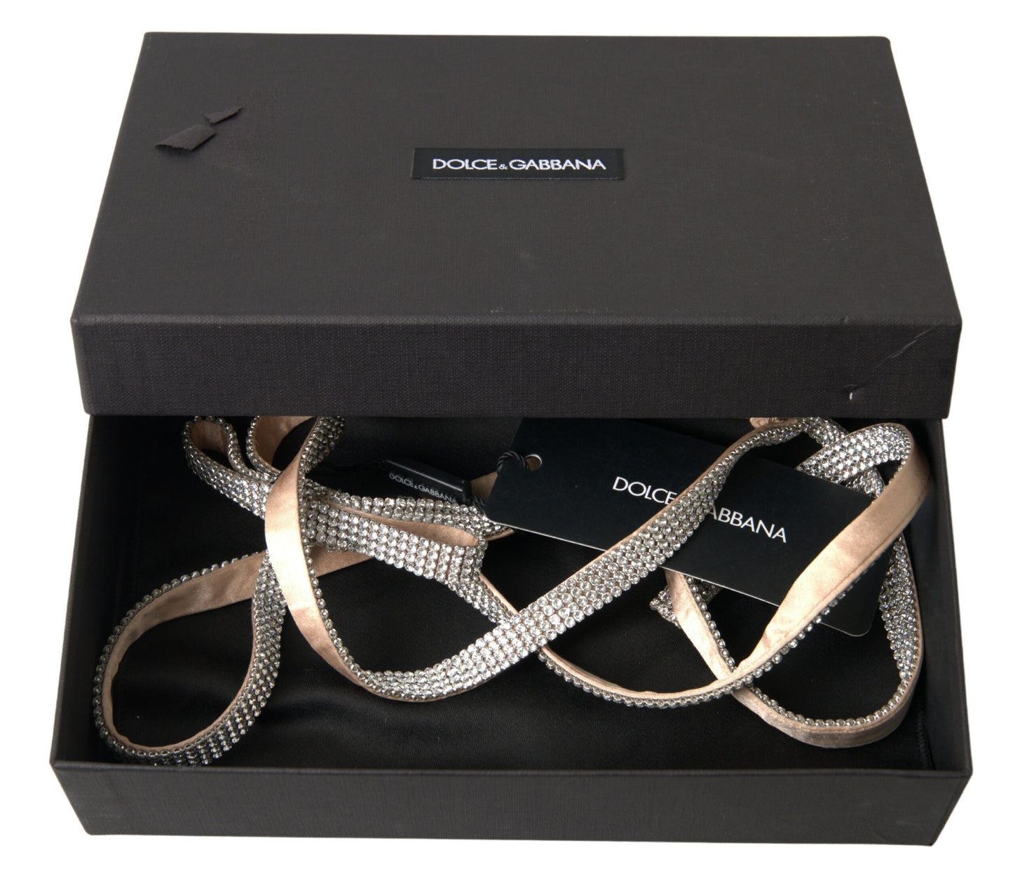 Ceinture Dolce & Gabbana en soie beige avec nœud et cristaux transparents à la taille