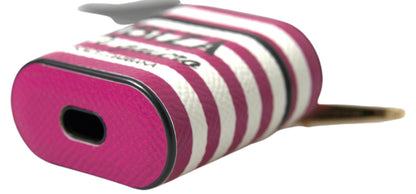 Étui AirPods Dolce & Gabbana en Cuir Dauphine Fuchsia avec Logo