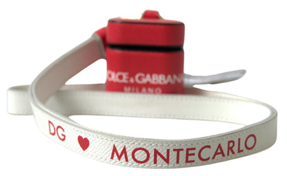 Étui Airpods en cuir rouge avec logo en métal doré Dolce & Gabbana