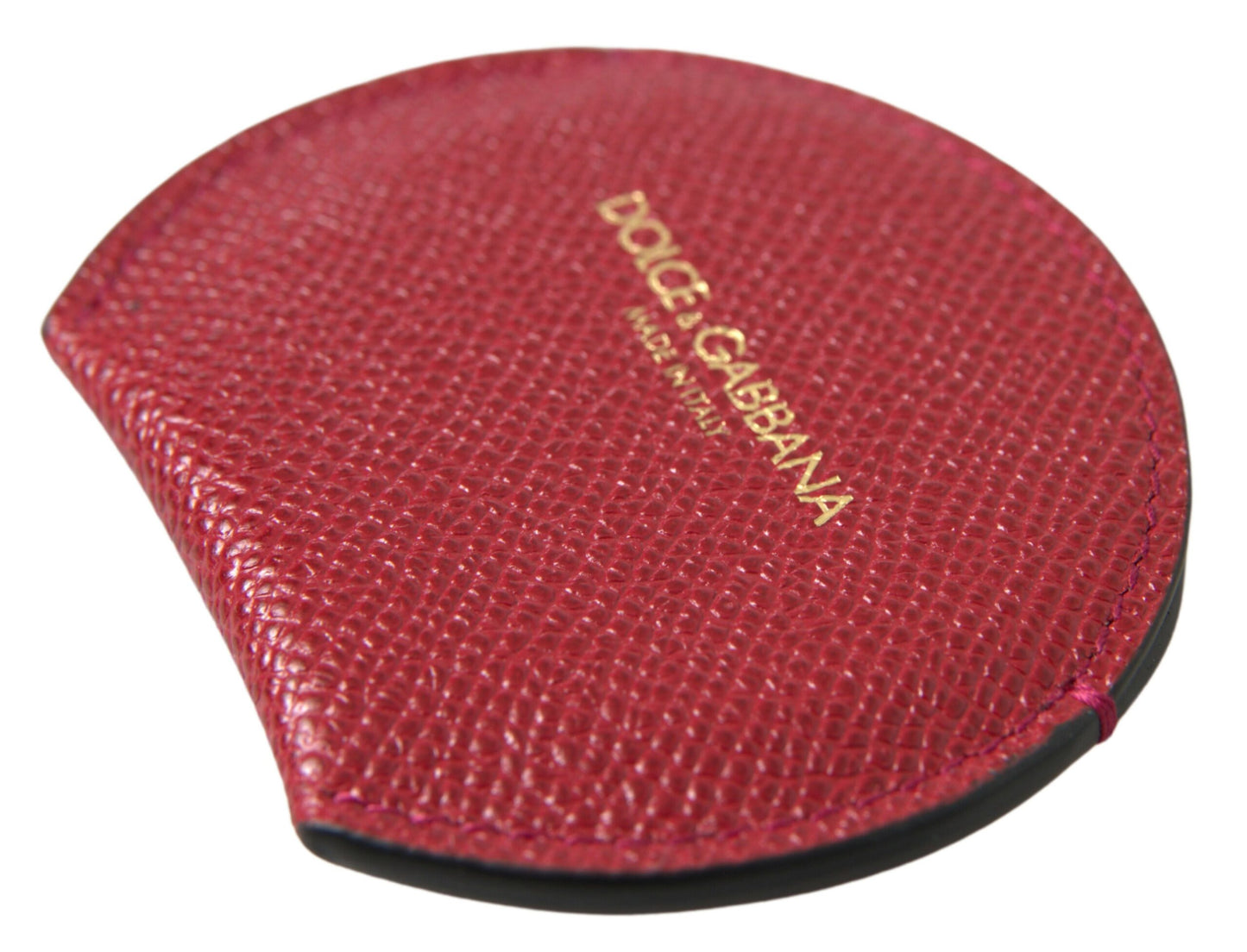 Étui Miroir Rond Dolce & Gabbana en Cuir de Veau Rouge