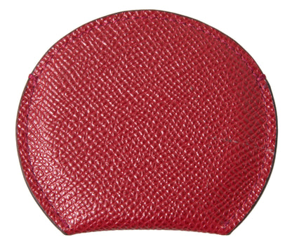 Étui Miroir Rond Dolce & Gabbana en Cuir de Veau Rouge