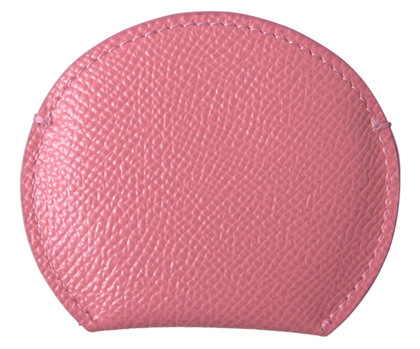 Porte-miroir de poche Dolce & Gabbana en cuir de veau rose avec logo rond imprimé