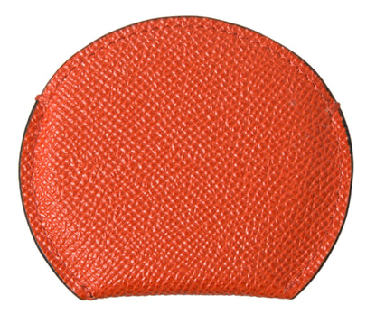 Miroir de poche rond avec logo Dolce & Gabbana en cuir de veau orange