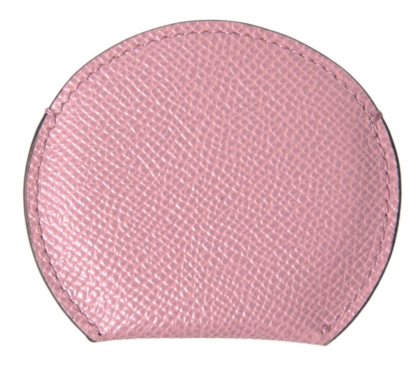 Porte-miroir de poche Dolce & Gabbana en cuir de veau rose avec logo rond imprimé