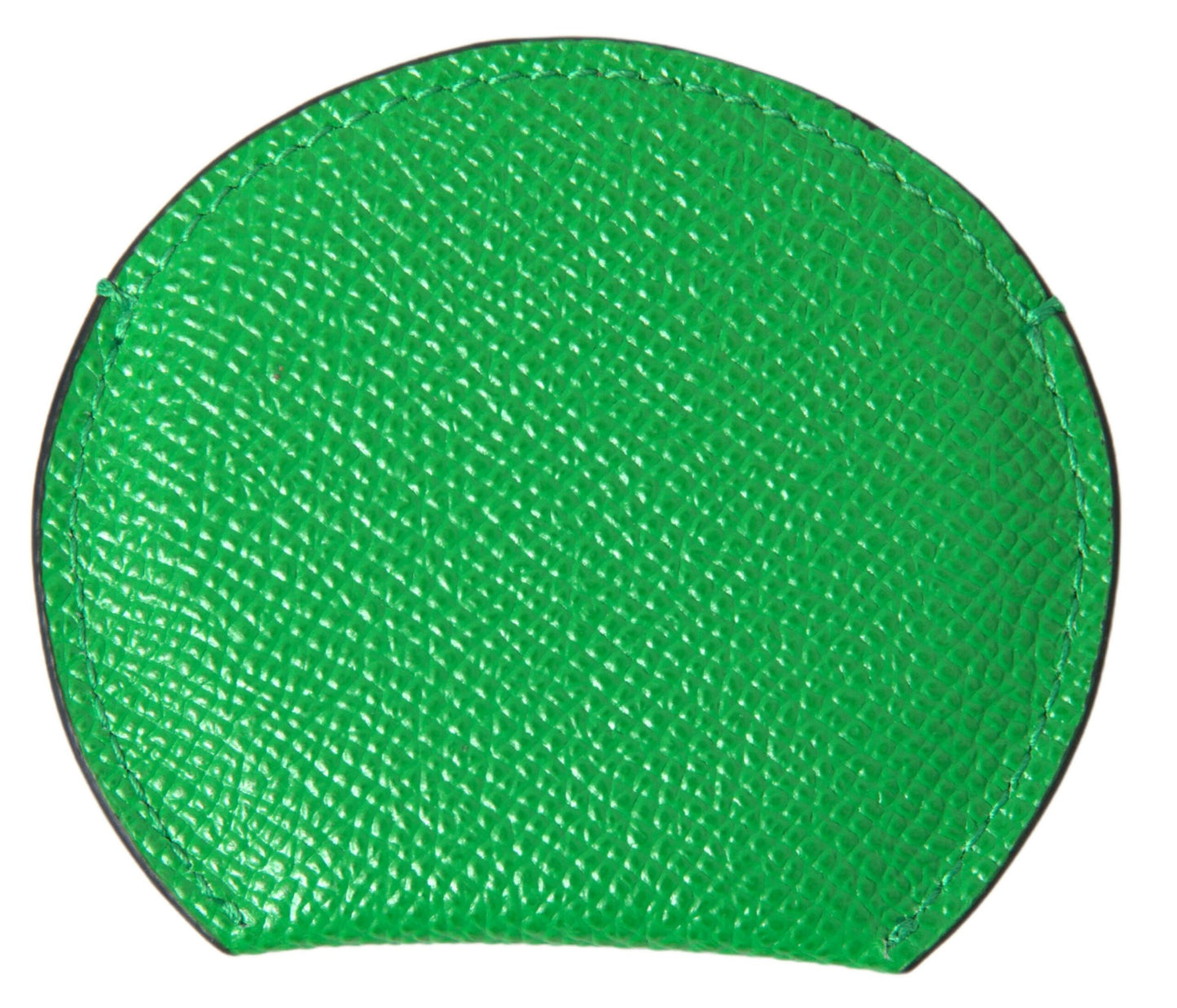 Étui de miroir de poche rond Dolce & Gabbana en cuir de veau vert avec logo
