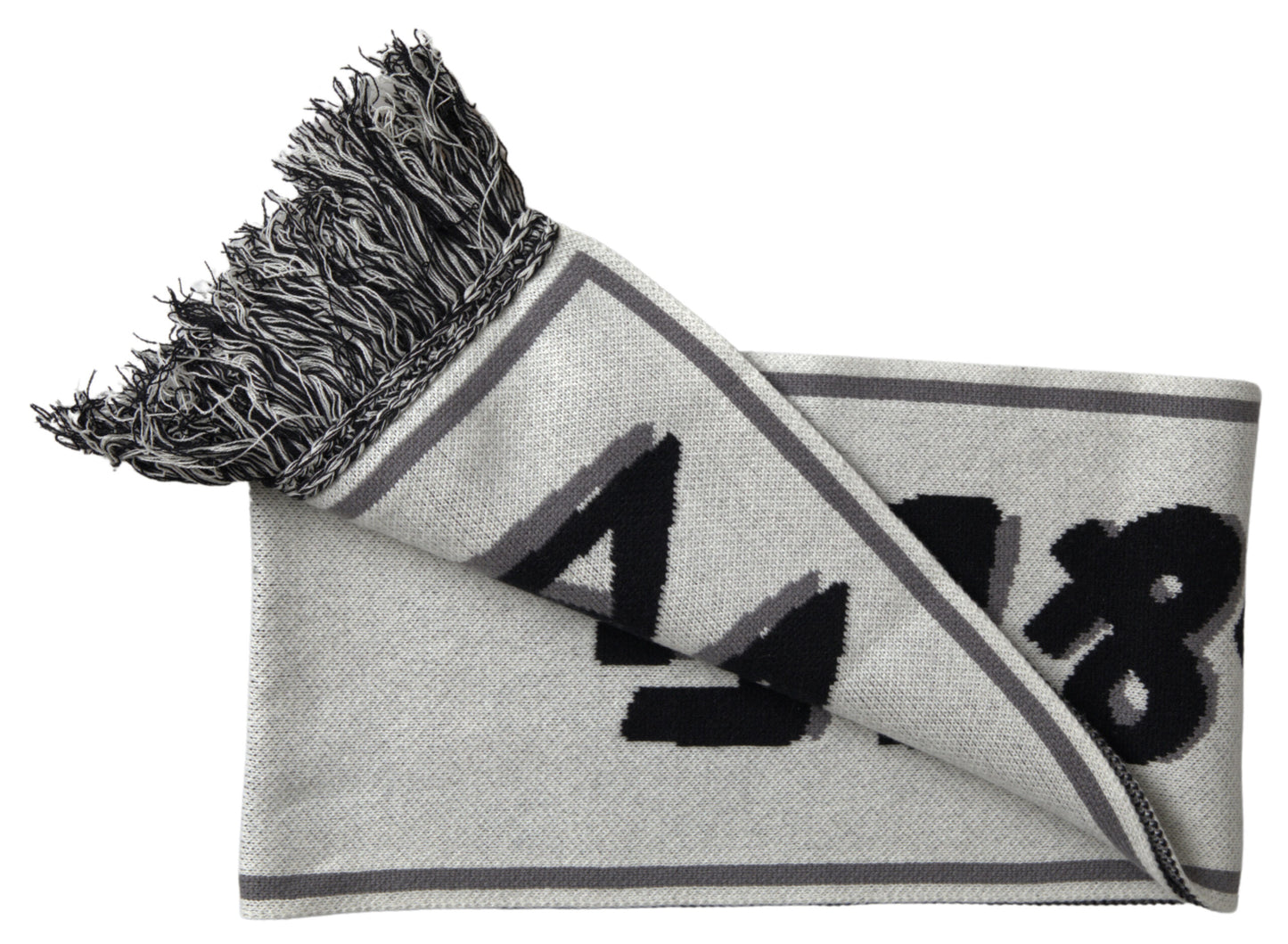 Dolce & Gabbana Châle Tricoté en Cachemire Gris avec Franges