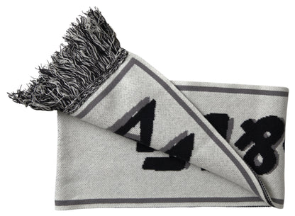 Dolce & Gabbana Châle Tricoté en Cachemire Gris avec Franges