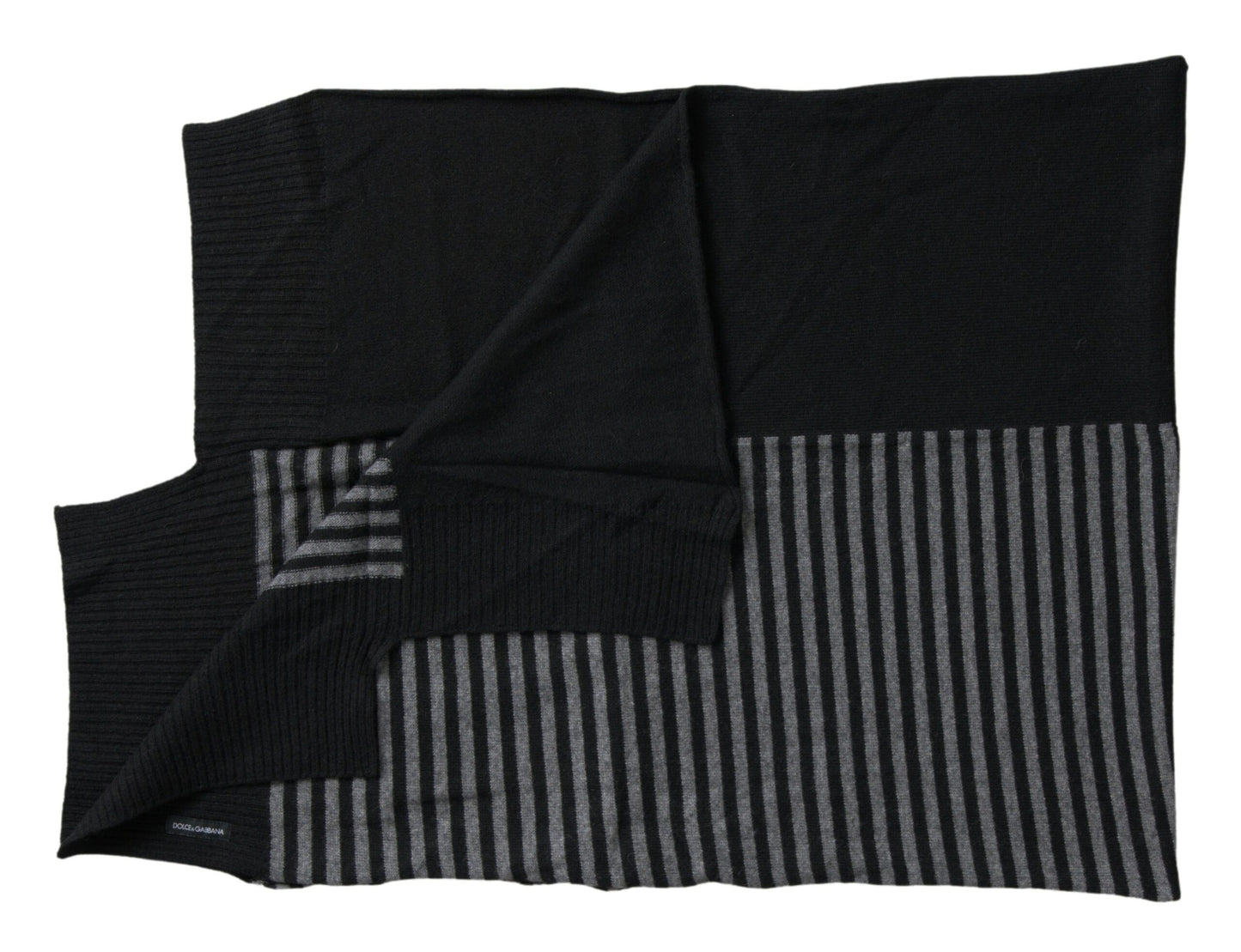 Écharpe Châle Cache-cou en Laine Rayée Noire et Grise Dolce & Gabbana