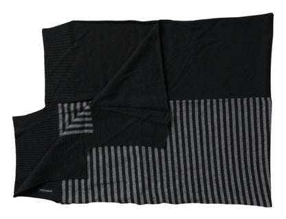 Écharpe Châle Cache-cou en Laine Rayée Noire et Grise Dolce & Gabbana