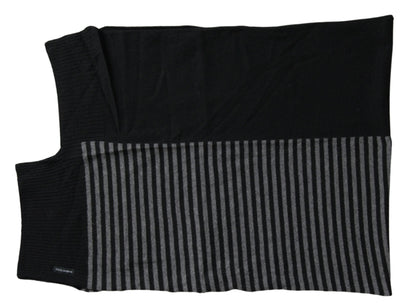 Écharpe Châle Cache-cou en Laine Rayée Noire et Grise Dolce & Gabbana