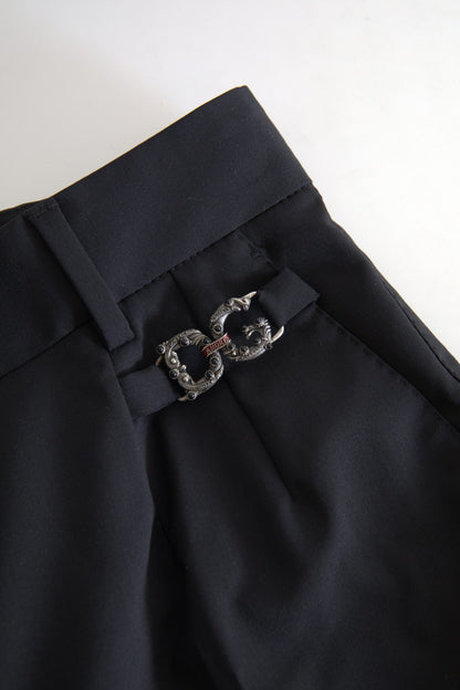 Pantalon fuselé noir en laine taille haute Dolce & Gabbana