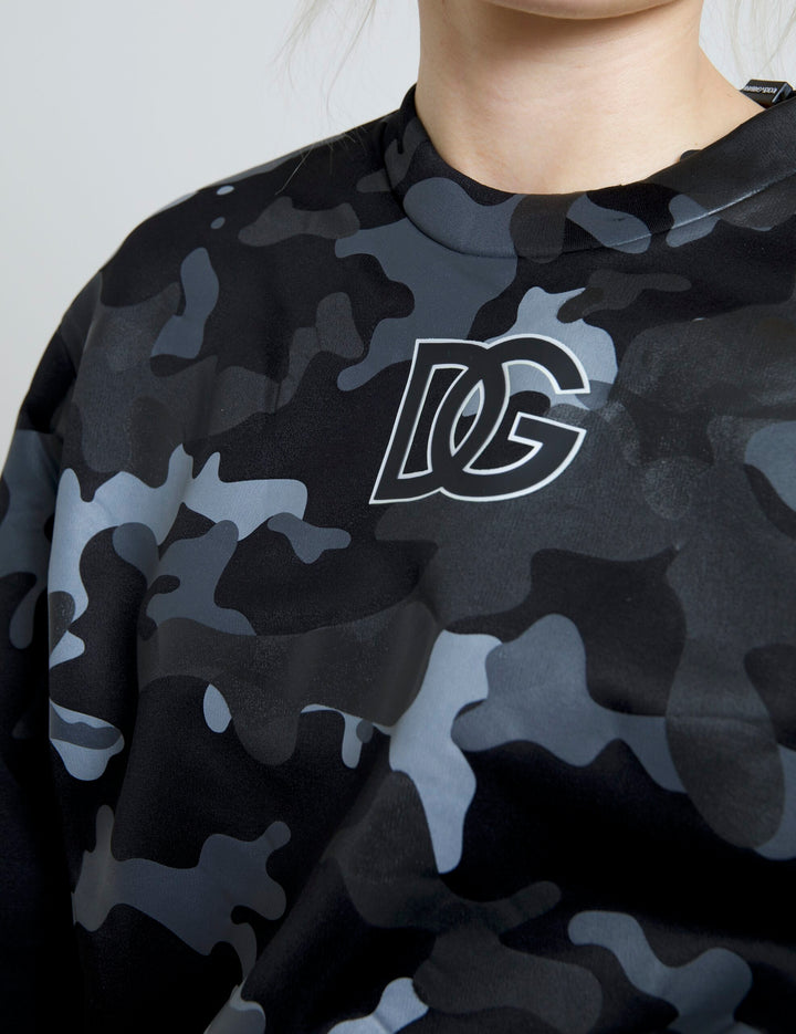 Dolce & Gabbana Sweat-shirt col rond camouflage noir