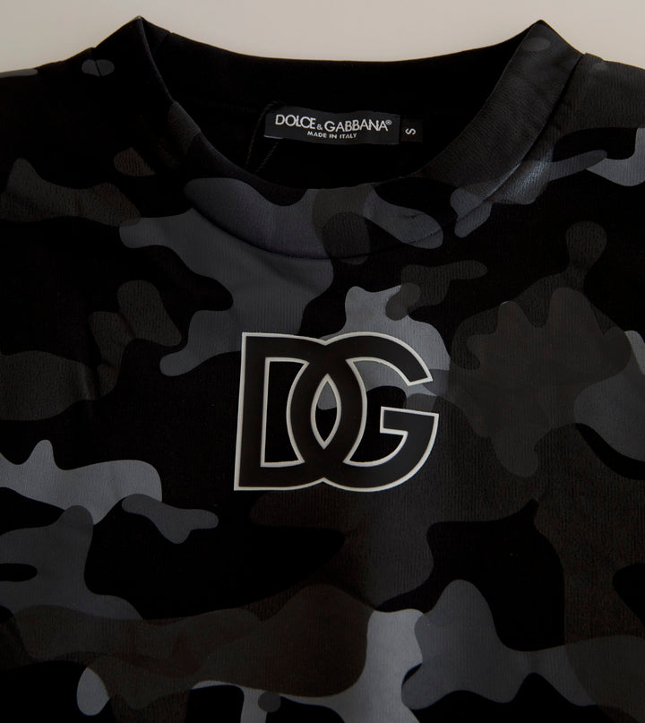 Dolce & Gabbana Sweat-shirt col rond camouflage noir