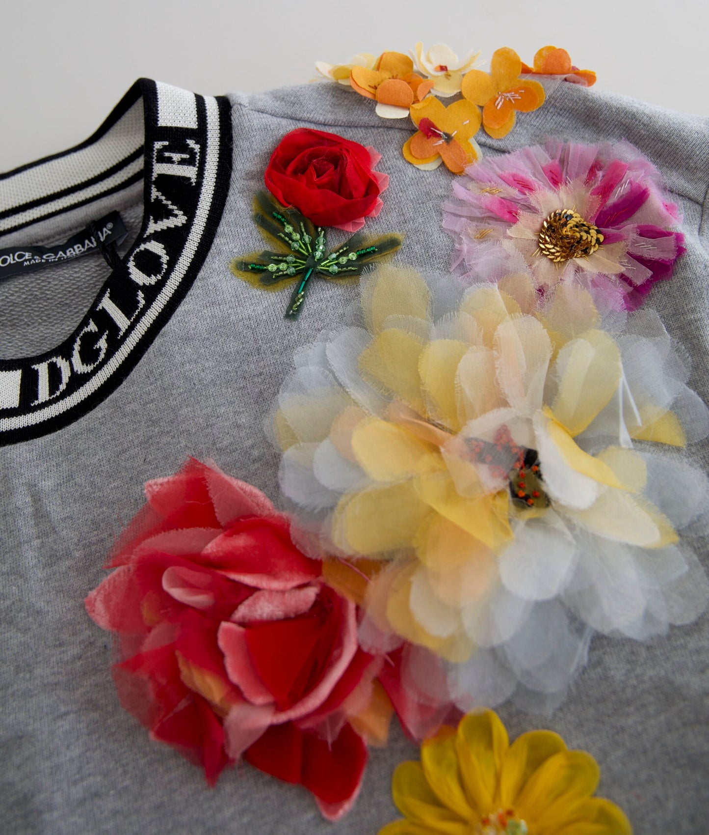 Pull Dolce & Gabbana gris DG Amore Queen Floral