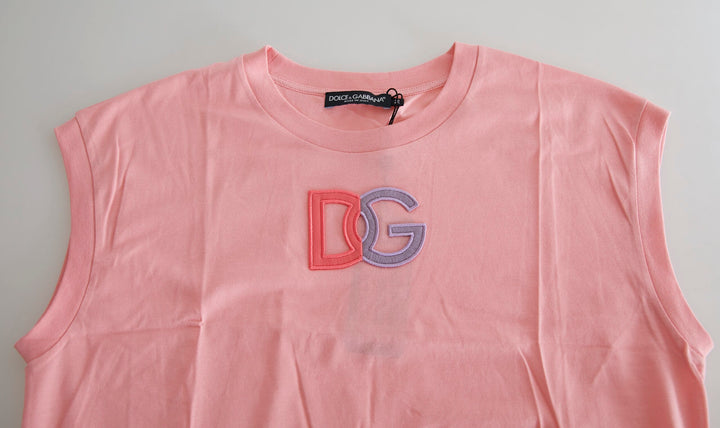 Débardeur Dolce & Gabbana en coton rose avec col rond et logo DG