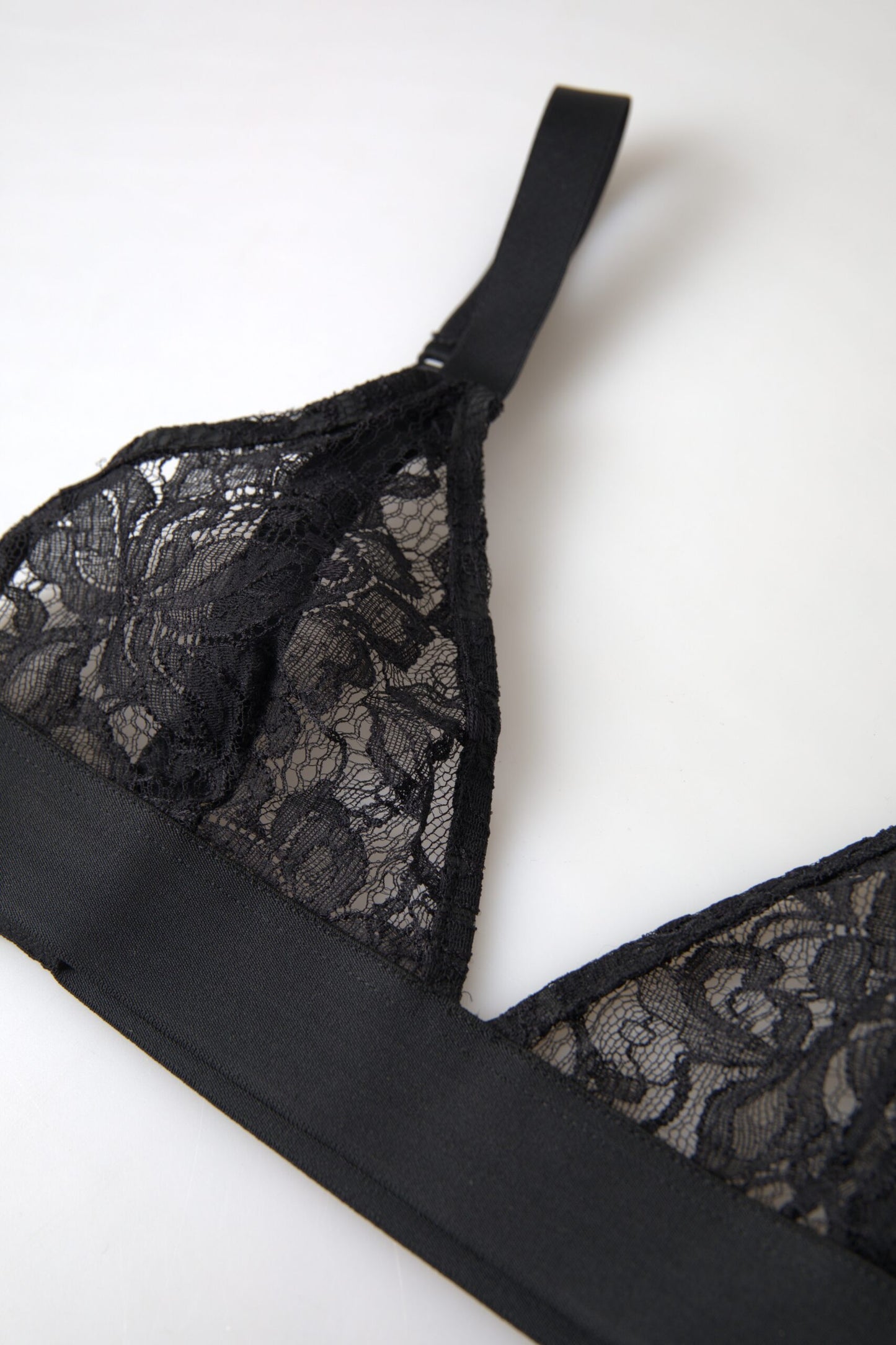 Sujetador de encaje floral elástico de nylon negro Dolce & Gabbana Ropa interior