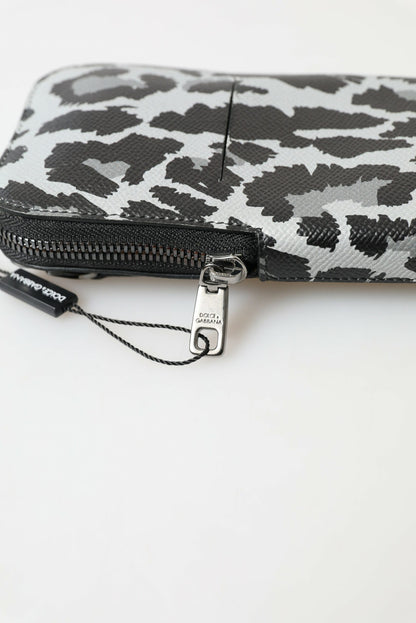 Sac à bandoulière Dolce & Gabbana en cuir léopard gris pour homme