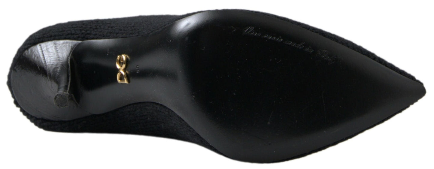Bottes femme mi-mollet à talon aiguille noires Dolce & Gabbana