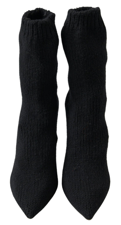 Bottes femme mi-mollet à talon aiguille noires Dolce & Gabbana