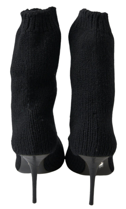 Bottes femme mi-mollet à talon aiguille noires Dolce & Gabbana