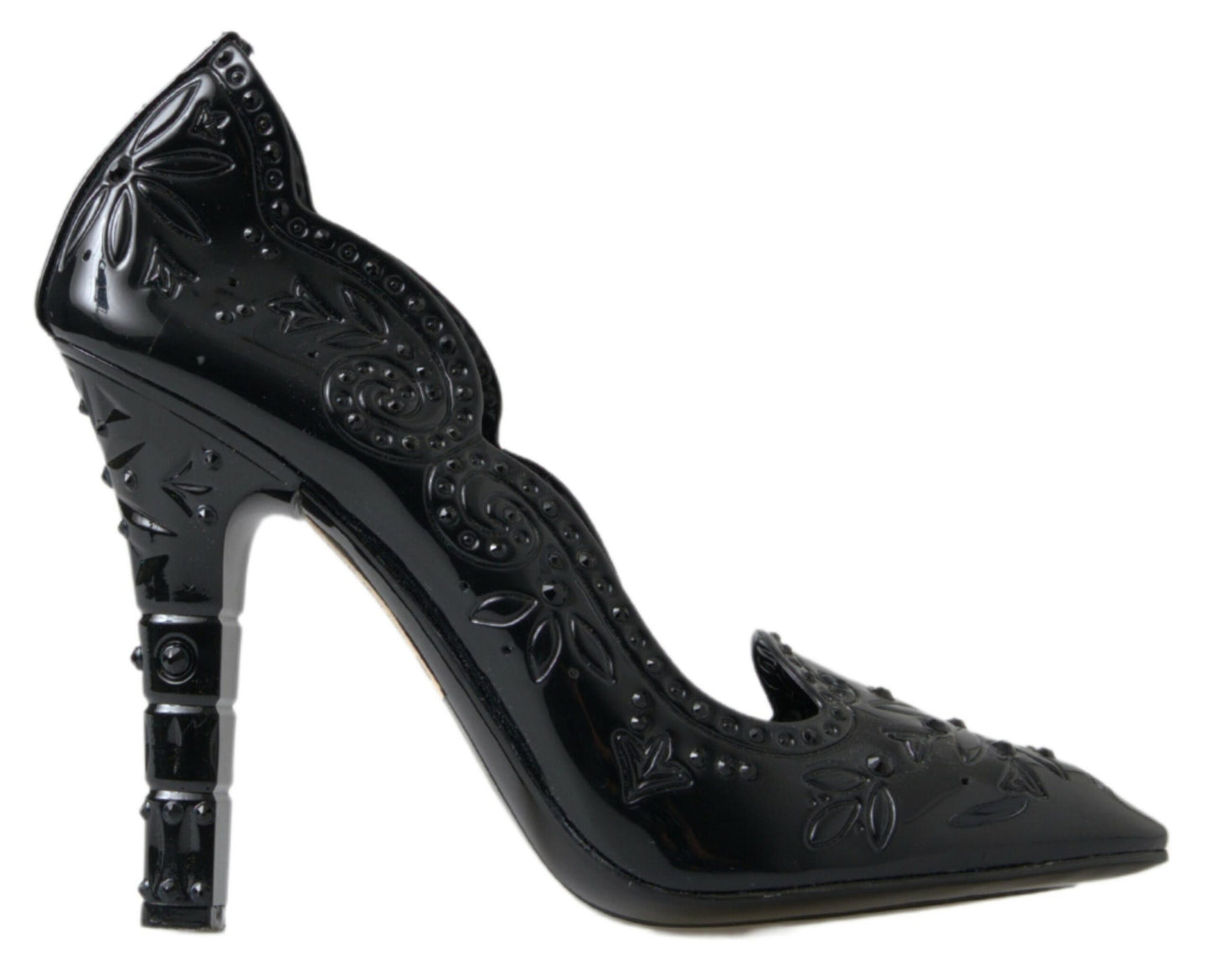 Chaussures à talons Dolce & Gabbana Cendrillon noires à fleurs et cristaux