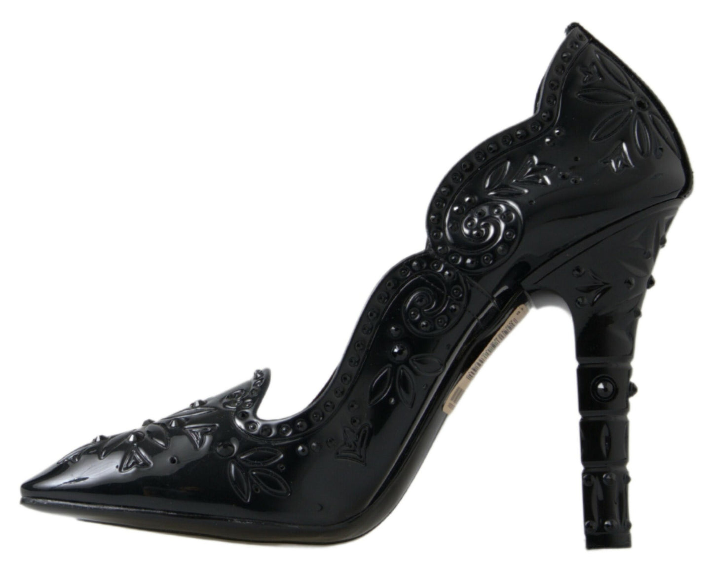 Chaussures à talons Dolce & Gabbana Cendrillon noires à fleurs et cristaux