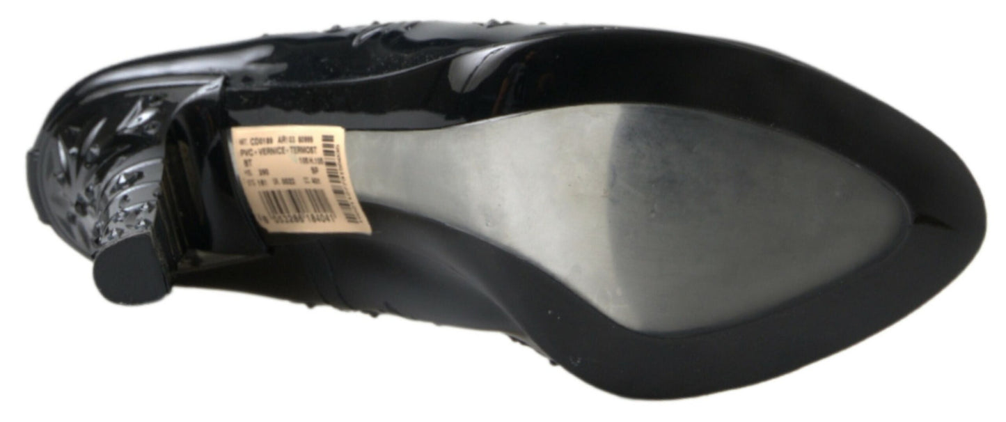 Chaussures à talons Dolce & Gabbana Cendrillon noires à fleurs et cristaux