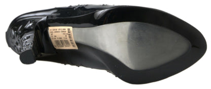 Chaussures à talons Dolce & Gabbana Cendrillon noires à fleurs et cristaux