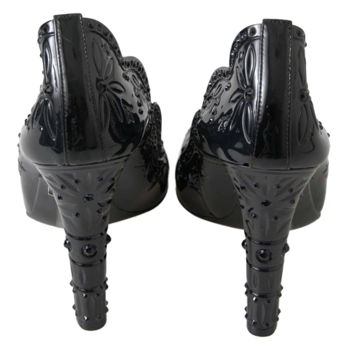 Chaussures à talons Dolce & Gabbana Cendrillon noires à fleurs et cristaux