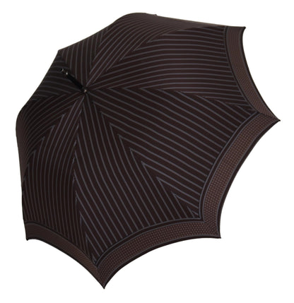 Parapluie pliant Dolce & Gabbana Sartoria marron rayé avec poignée en cuir