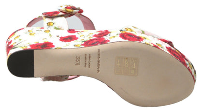 Sandales compensées Dolce & Gabbana à imprimé floral multicolore avec brides à la cheville