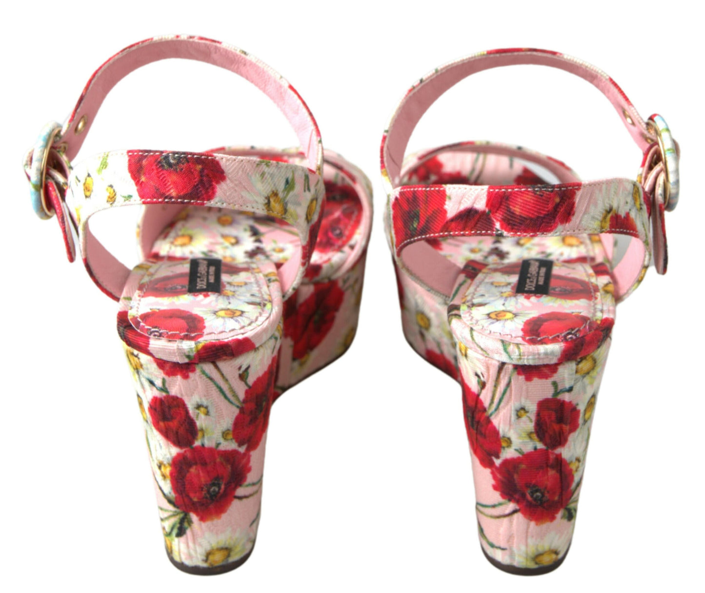 Sandales compensées Dolce & Gabbana à imprimé floral multicolore avec brides à la cheville
