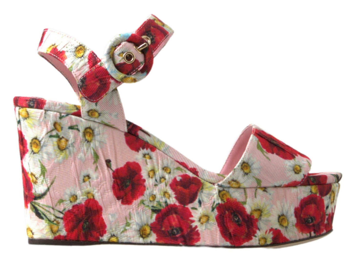 Sandales compensées Dolce & Gabbana à imprimé floral multicolore avec brides à la cheville