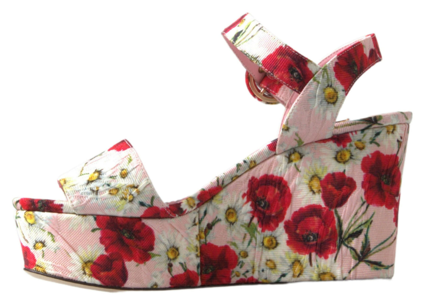 Sandales compensées Dolce & Gabbana à imprimé floral multicolore avec brides à la cheville