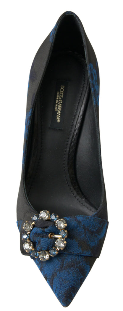 Chaussures Escarpins Dolce & Gabbana Fleurs Bleues Cristal Python Ayers