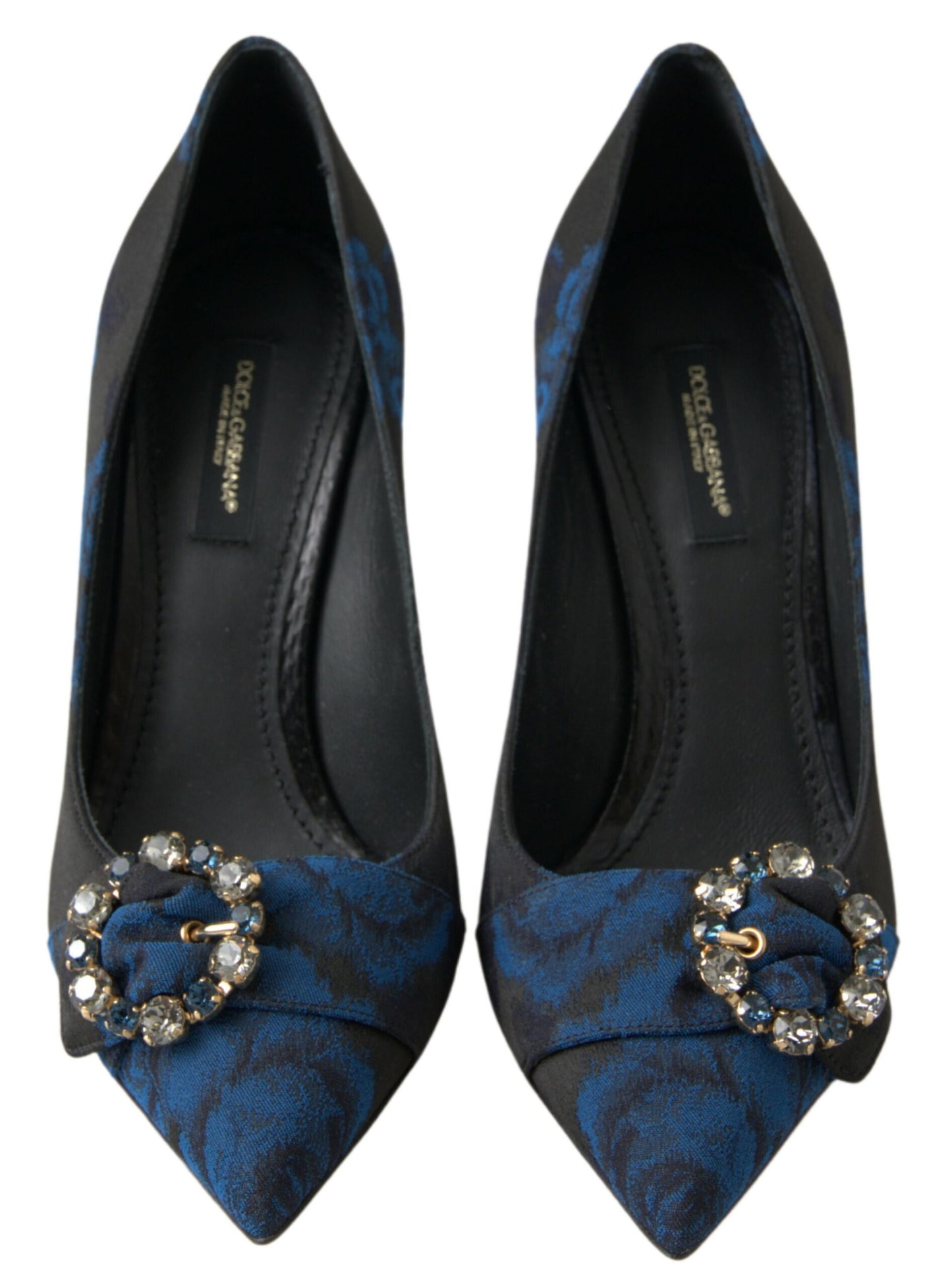 Chaussures Escarpins Dolce & Gabbana Fleurs Bleues Cristal Python Ayers
