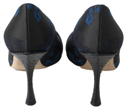 Chaussures Escarpins Dolce & Gabbana Fleurs Bleues Cristal Python Ayers