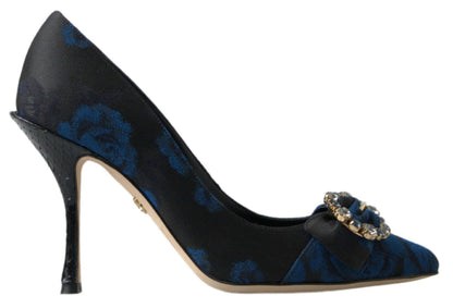 Chaussures Escarpins Dolce & Gabbana Fleurs Bleues Cristal Python Ayers