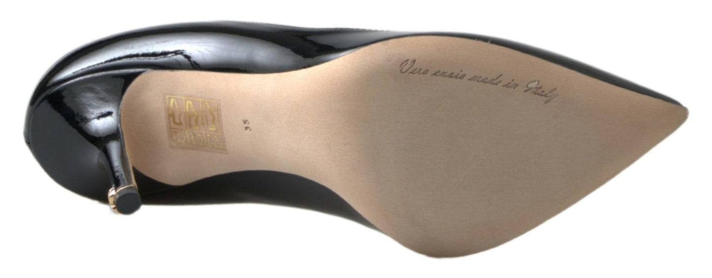 Chaussures à talons hauts en cuir verni noir Dolce & Gabbana