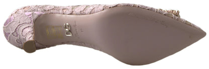 Chaussures escarpins Dolce & Gabbana en dentelle florale rose DG en cristal