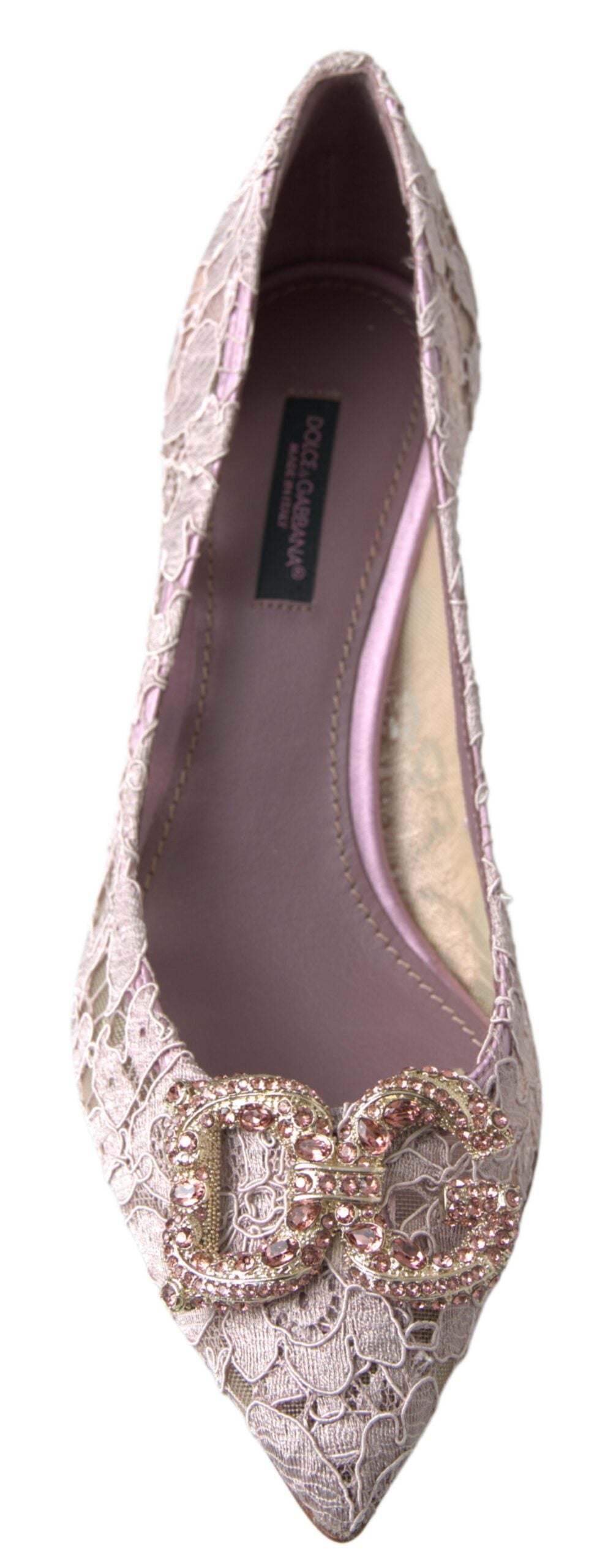 Chaussures escarpins Dolce & Gabbana en dentelle florale rose DG en cristal