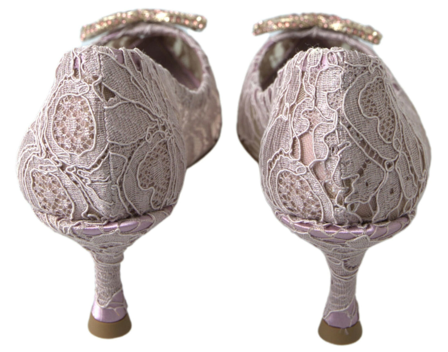 Chaussures escarpins Dolce & Gabbana en dentelle florale rose DG en cristal